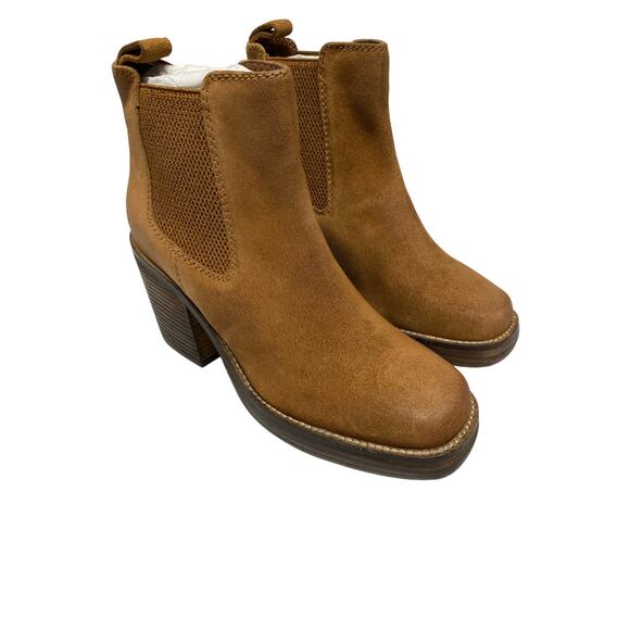 Diba Shoes - Diba Women's 8 Sereta Stacked Heel Suede Bootie Cognac Brown Stitch Fix New